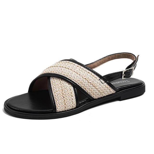 Cross Strap Slide Sandals - Sandals - Black / 34