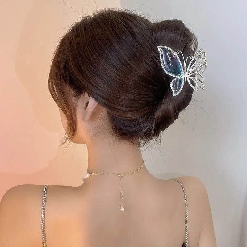 Kawaii Aesthetic Y2K Cute Fairy Chic CZ Inlaid Butterfly Chignon Claw Clip Hair Clip MK Kawaii Store