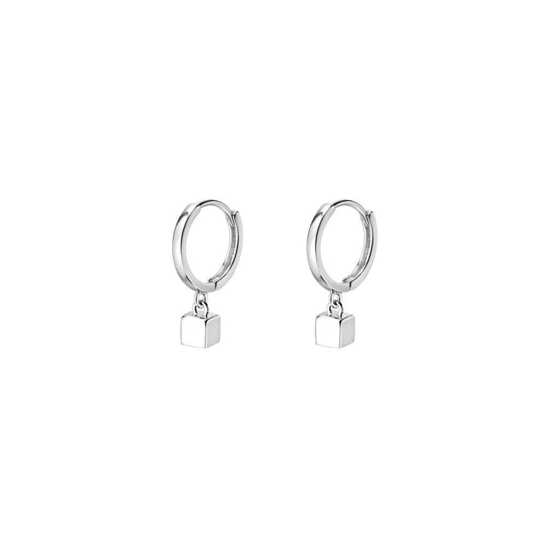 Cube Sterling Silver Dangle Earring