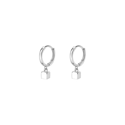 Cube Sterling Silver Dangle Earring