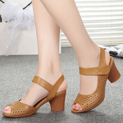 Cut-Out Block Heel Sandals