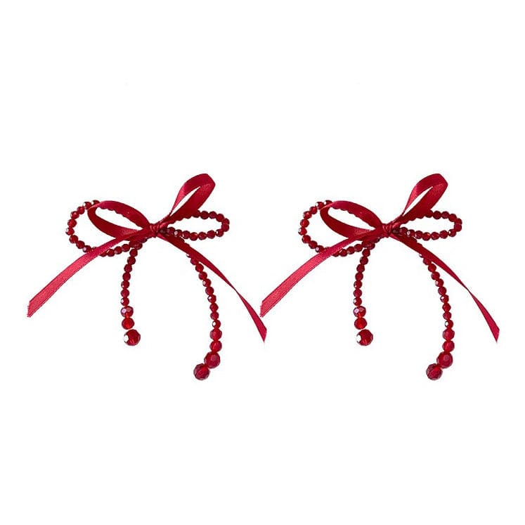 Cut Red Bow Earrings - Red - earrings