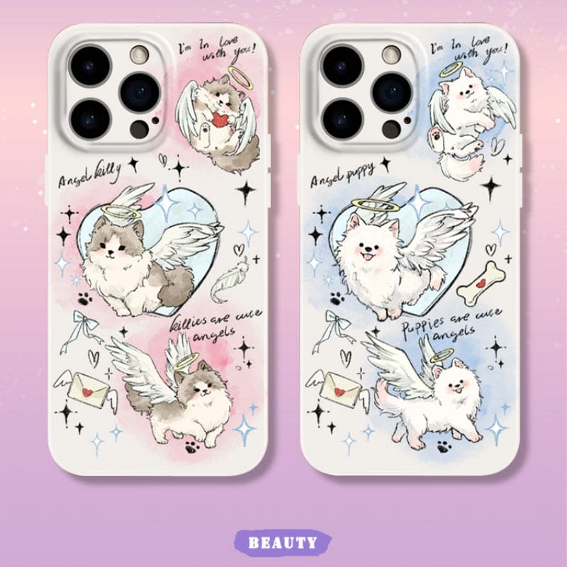 Cute Angel Animal Couple Phone Case
