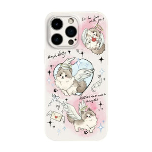 Cute Angel Animal Couple Phone Case - iPhone 15 / Angel Cat
