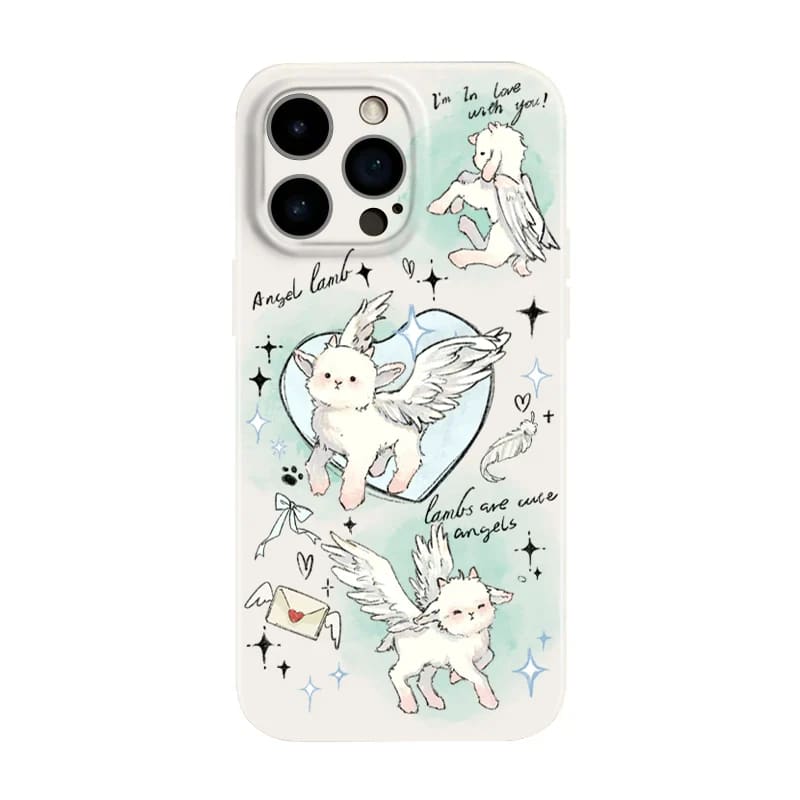 Cute Angel Animal Couple Phone Case - iPhone 15 / Angel Lamb