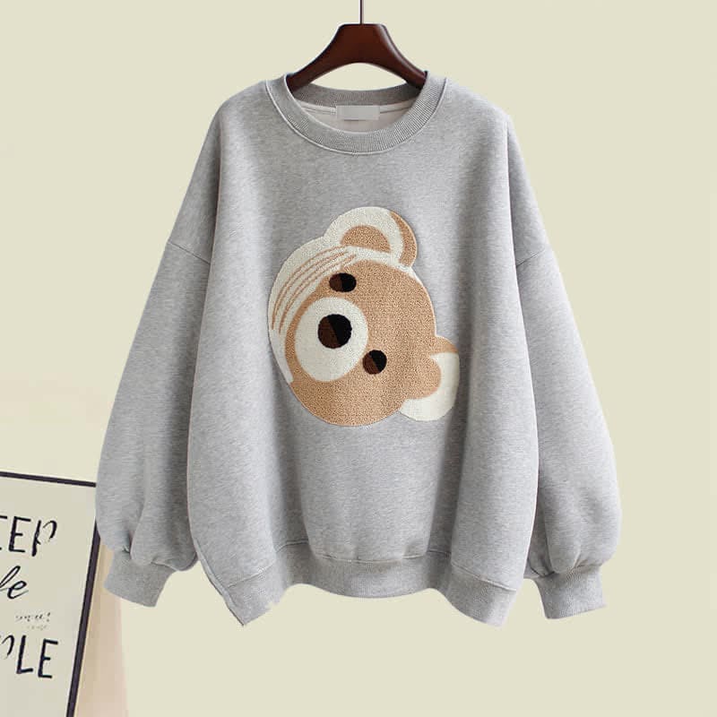 Cute Bear Sweatshirt Draw String Casual Pants - Sweatshirt