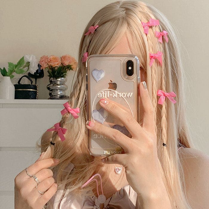 Cute Bow Hair Clips Set - Standart/ 8pcs / Pink - Other