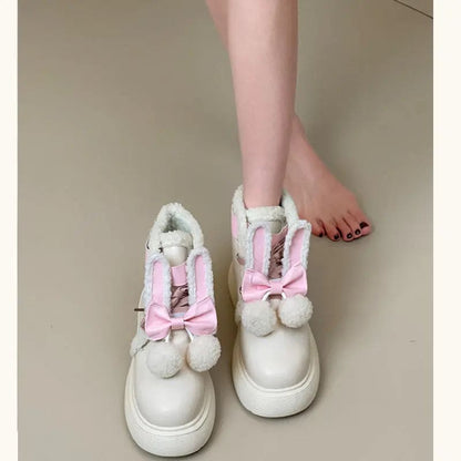 Kawaii Aesthetic Y2K Cute Fairy Cute Bunny Boots Shoes - Teeny MK Kawaii Store