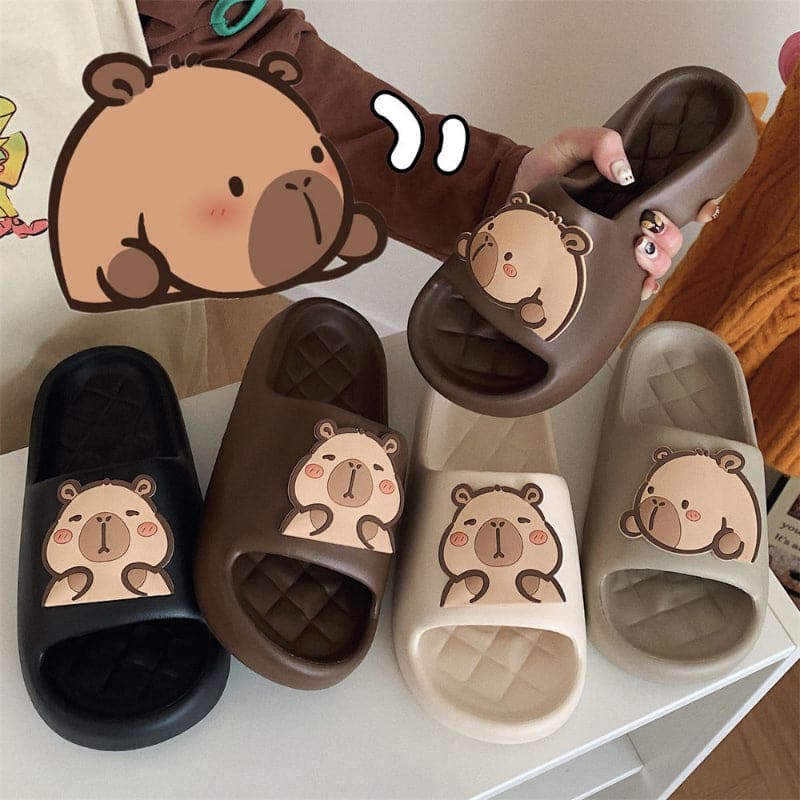 Cute Capybara Couple Slippers