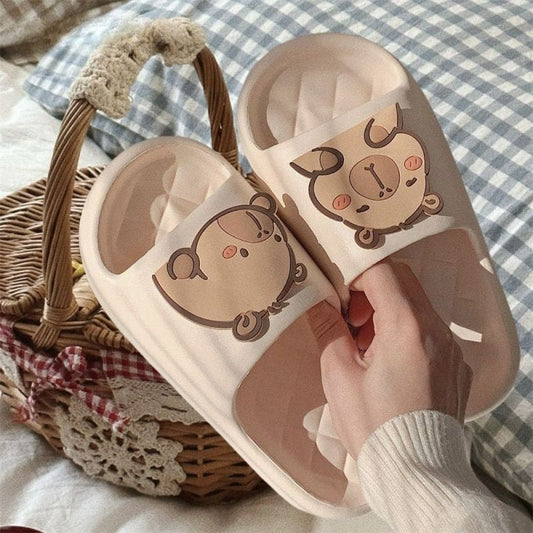 Cute Capybara Couple Slippers