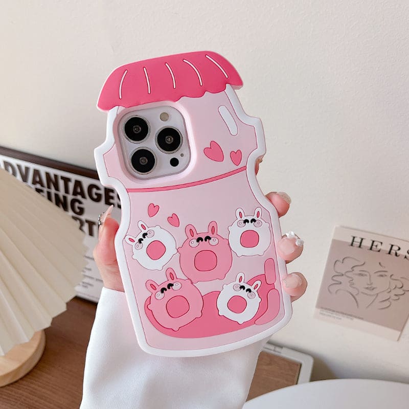 Cute Cartoon Drink Bottle Rabbit Phone Case - For iPhone14 /