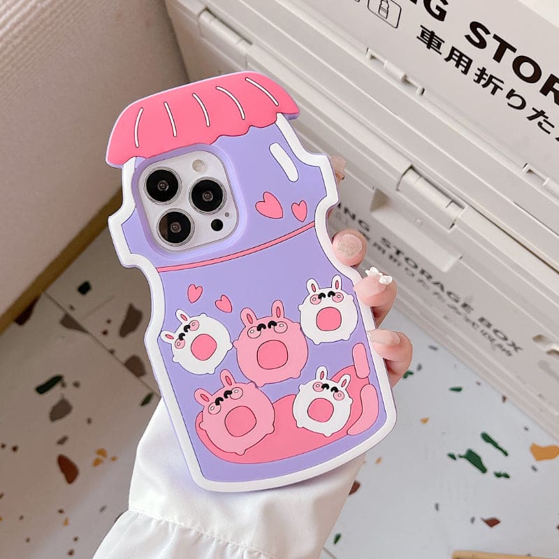 Cute Cartoon Drink Bottle Rabbit Phone Case - For iPhone14 /