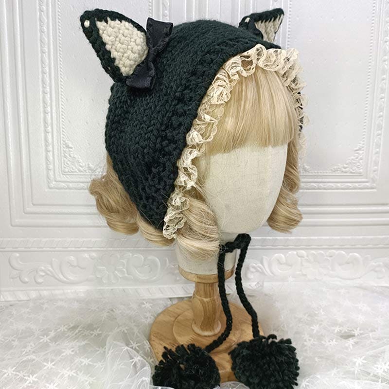 Cute Cat Ears Lace Lolita Hat Warm