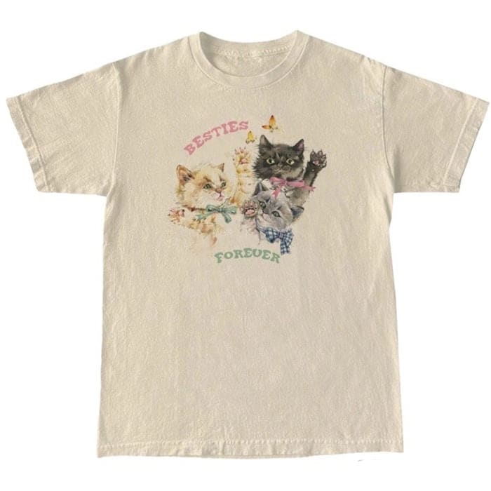 Cute Cats T - Shirt - S / Beige - T - Shirts
