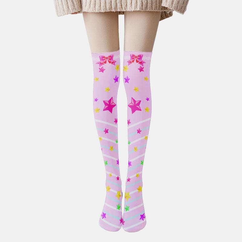 Cute Chic Star Print Lolita Stockings - C / One Size