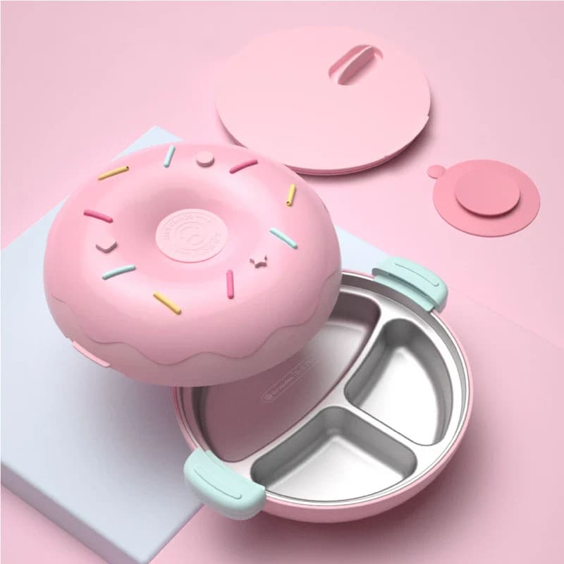 Cute Donut Stainless Steel Lunch Bento Box - Pink