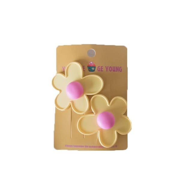 Cute Flower Abstract Hair Clips - Standart/ 2pcs / Yellow