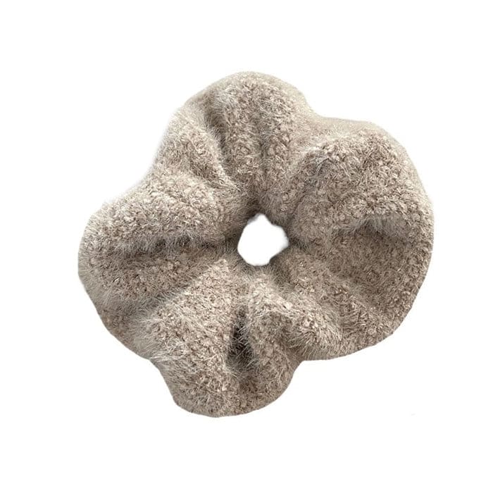 Cute Fluffy Scrunchie - Beige - Other