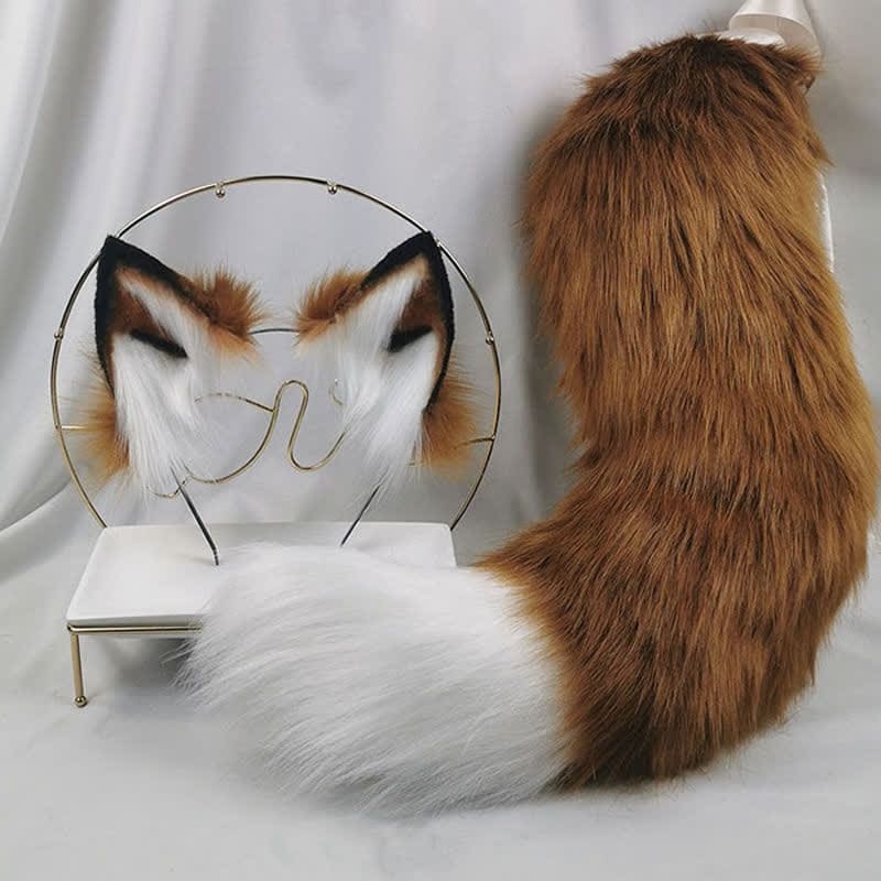 Cute Fox Ears Tail Headband Accessory