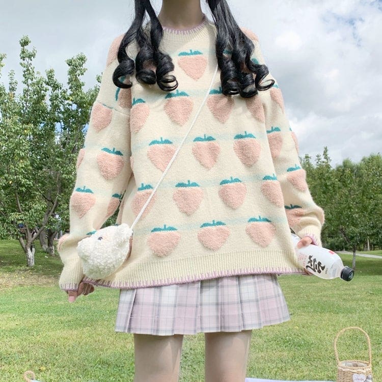 Cute Fruit Peach Strawberry Kawaii Sweater MK17218