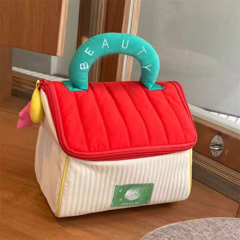 Cute House Makeup Storage Bag - Red