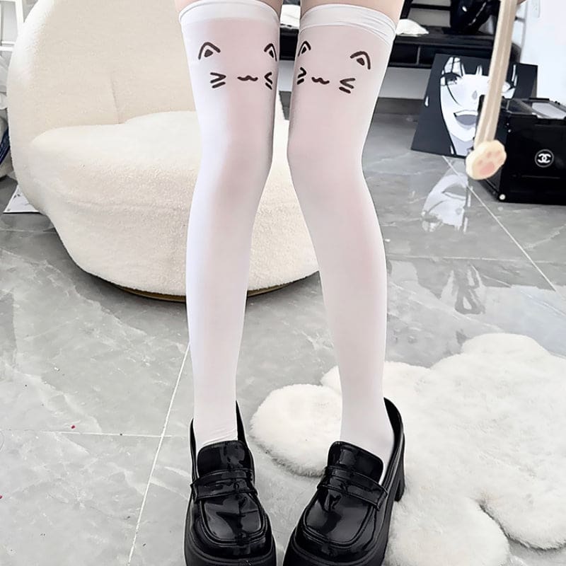 Cute Japanese Emoji Knee Socks - A / one size fits all