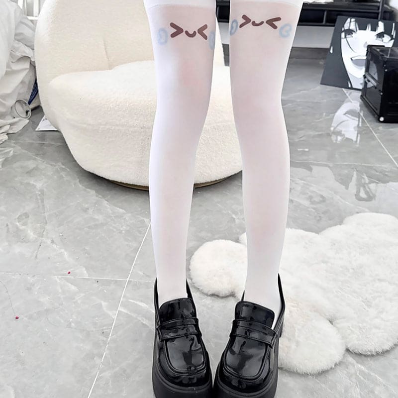 Cute Japanese Emoji Knee Socks - D / one size fits all