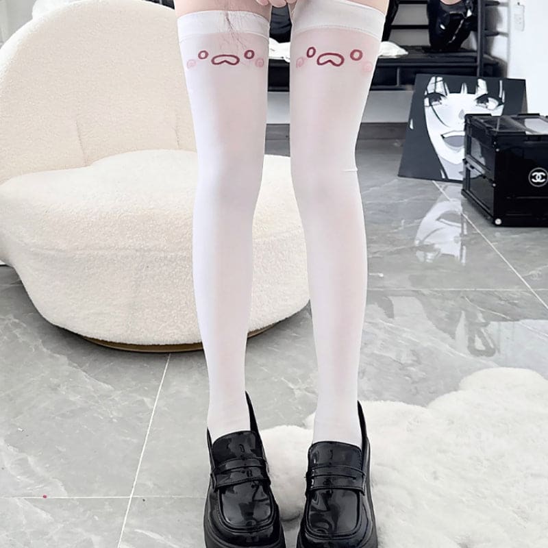 Cute Japanese Emoji Knee Socks - F / one size fits all