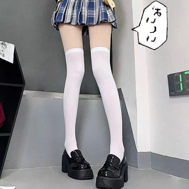 Cute Japanese Emoji Knee Socks - H / one size fits all