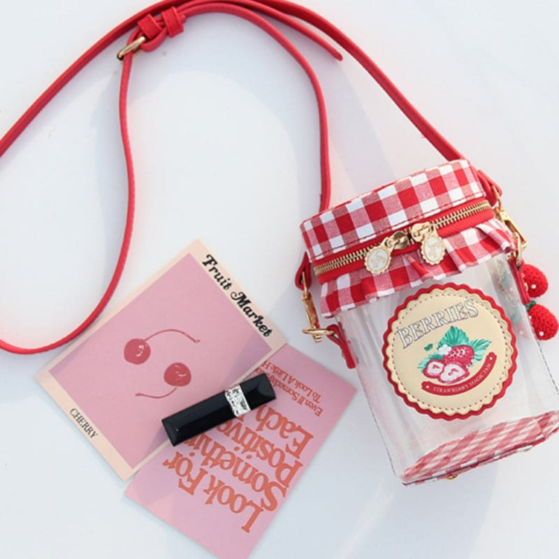 Cute Jelly Strawberry Transparent Bag - Lovesickdoe - Red