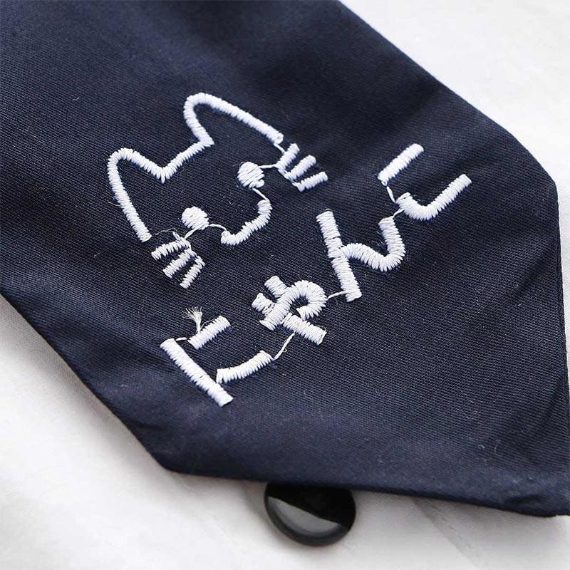 Cute Kitty Long Sleeve Necktie White Shirt