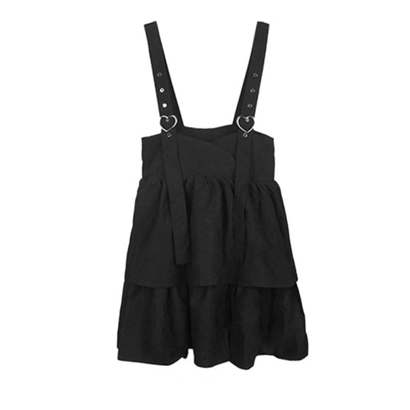 Cute Loose JK Overalls Skirt - Black / S