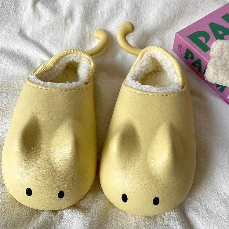 Cute Mouse Chunky Plush Slippers - Slippers