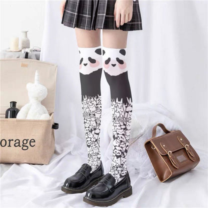 Cute Panda Pattern Print Lolita Stockings - Panda / One Size