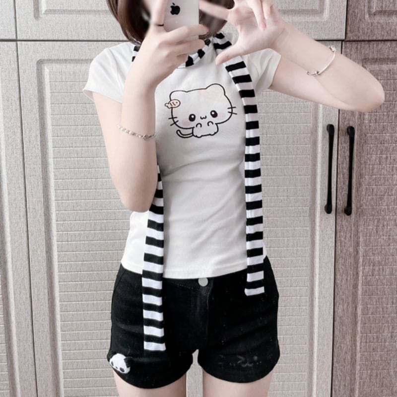 Cute Panda Top Pants - Cat Slim Top / S