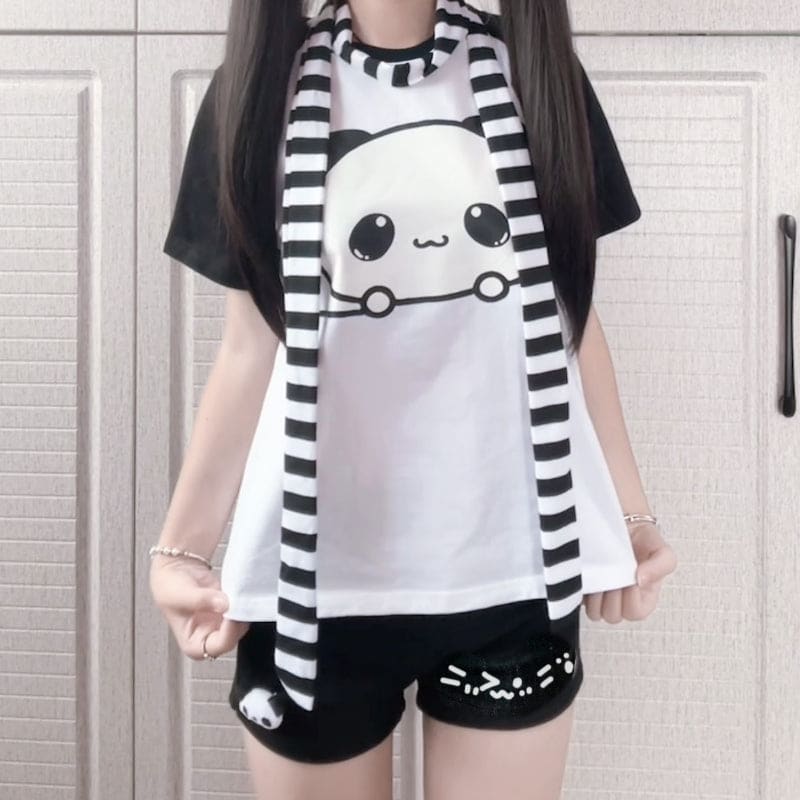 Cute Panda Top Pants - Panda Top / S