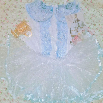 Cute Pastel Fairy Sweet Suspender Lace Dress MK17030 - Dress