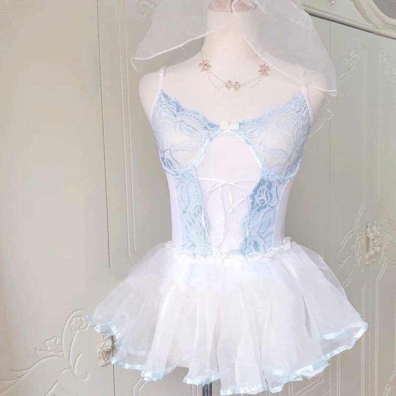 Cute Pastel Fairy Sweet Suspender Lace Dress MK17030 - Dress