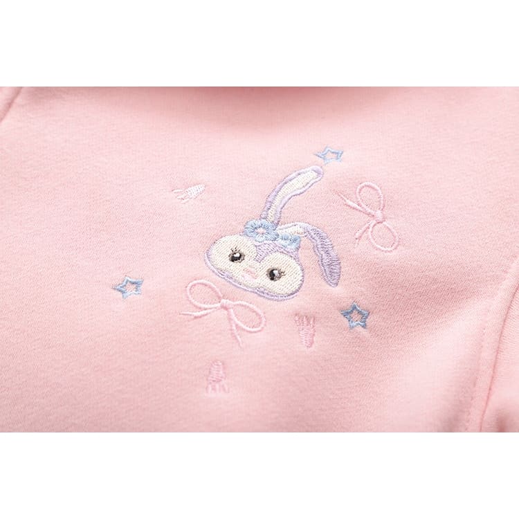 Cute Pink Fleece Cartoon Embroidery Zipper Jacket BM073