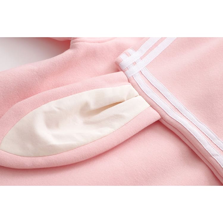 Cute Pink Fleece Cartoon Embroidery Zipper Jacket BM073