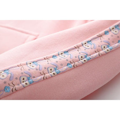 Cute Pink Fleece Cartoon Embroidery Zipper Jacket BM073