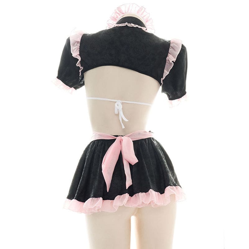 Cute Pink Lace Maid Lingerie Set KawaiiMoriStore cute-pink-lace-maid-lingerie-set-kawaiimoristore