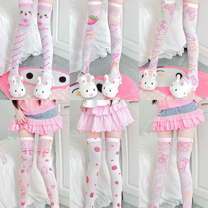 Cute Print Rabbit Thigh Socks