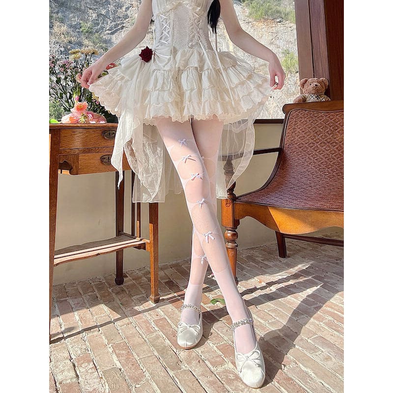 Cute Romantic Bow Tights - Tights