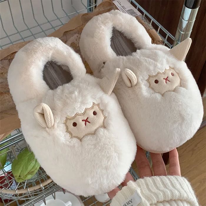 Cute Sheep Plush Slippers - Slippers
