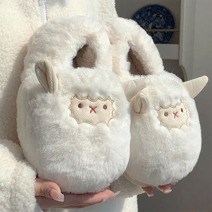 Cute Sheep Plush Slippers - Slippers