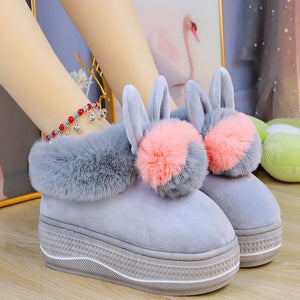 Cute Soft Bunny Warm Pastel Slippers ON891 - Grey / 36/37 -