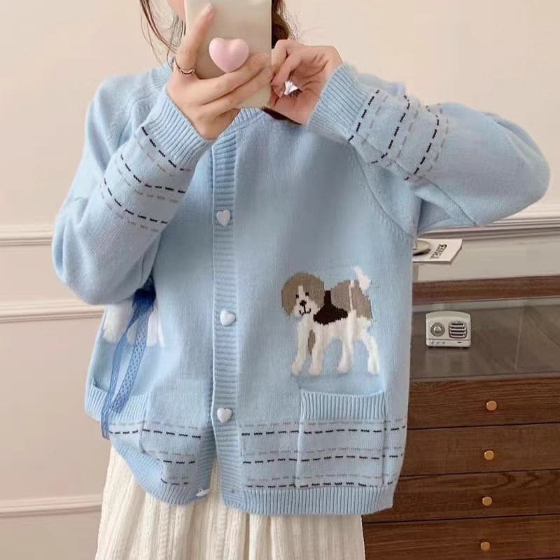 Cute Sweet Puppy Knitted Cardigan