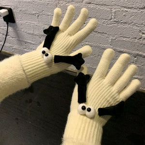 Cute Warm Knitted Gloves - Beige