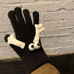 Cute Warm Knitted Gloves - Black